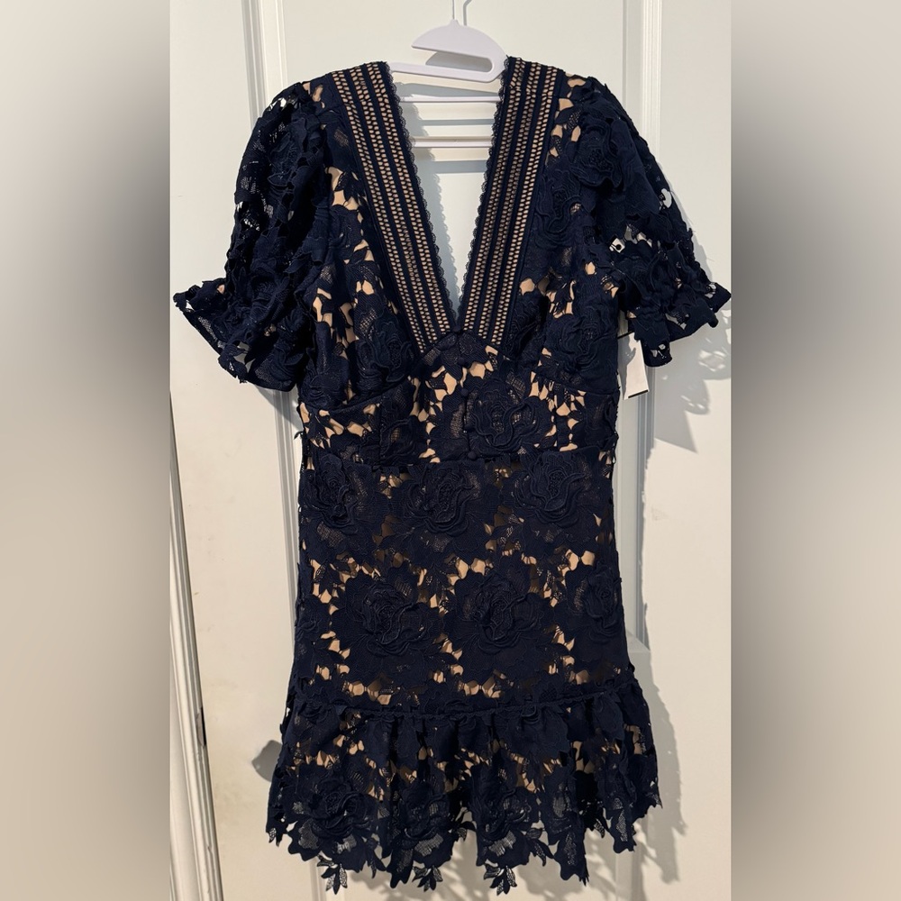 Adelyn Rae Navy Floral Lace Mini Dress - Picture 3 of 16